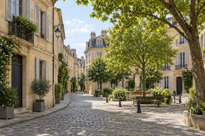 Illustration générée par IA : scène résidentielle fictive évoquant Bordeaux