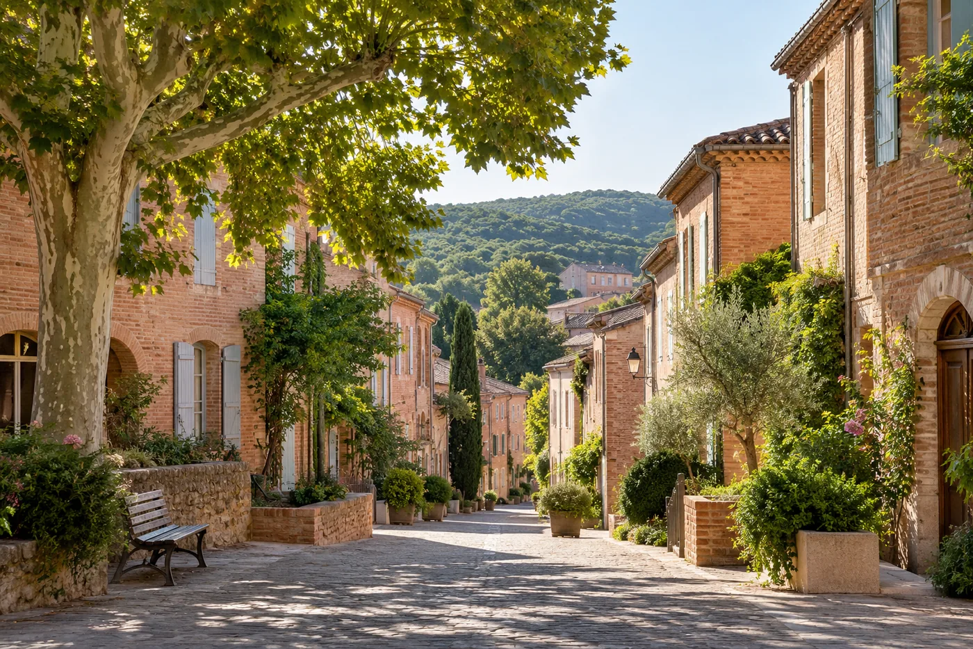 Illustration fictive générée par IA : paysage résidentiel inspiré de la région Occitanie